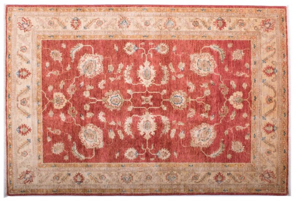 Afghan Chobi Ziegler Fein 180x122 Handgeknüpft Teppich 120x180 Beige Blumenmuster