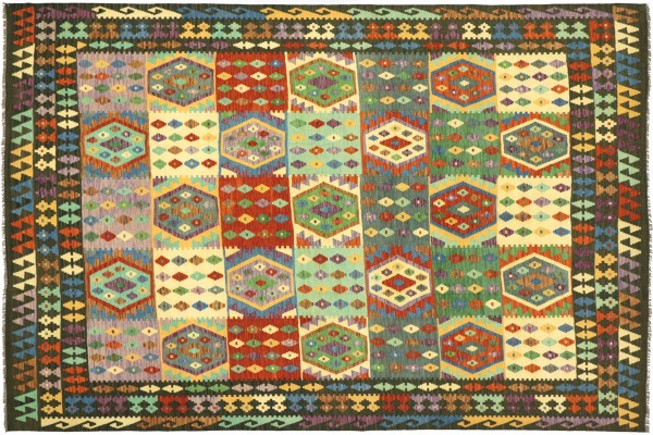 Afghan Maimana Kelim Bunt 296x249 Handgewebt Teppich 250x300 Bunt Geometrisch Orient