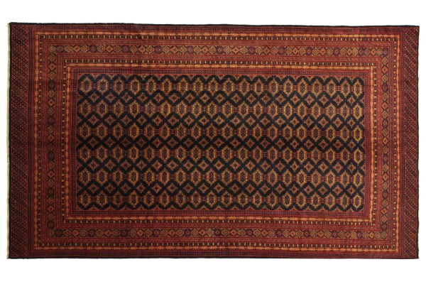 Afghan Beloutsch 302x194 Handgeknüpft Teppich 190x300 Blau Geometrisch Kurzflor Orient