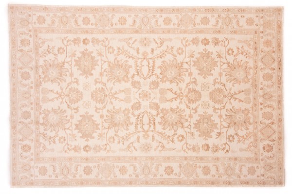 Afghan Chobi Ziegler 294x197 Handgeknüpft Teppich 200x290 Beige Orientalisch Kurzflor