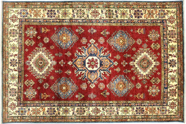 Afghan Kazak Fein 210x158 Handgeknüpft Orientteppich 160x210 Rot Geometrisch Wolle