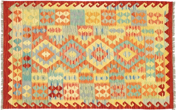 Afghan Maimana Kelim Bunt 148x104 Handgewebt Teppich 100x150 Bunt Geometrisch Orient