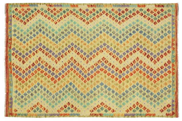 Afghan Maimana Kelim Bunt 199x149 Handgewebt Teppich 150x200 Bunt Geometrisch Orient