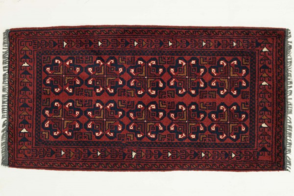 Afghan Khal Mohammadi 95x50 Handgeknüpft Teppich 50x100 Braun Geometrisch Muster