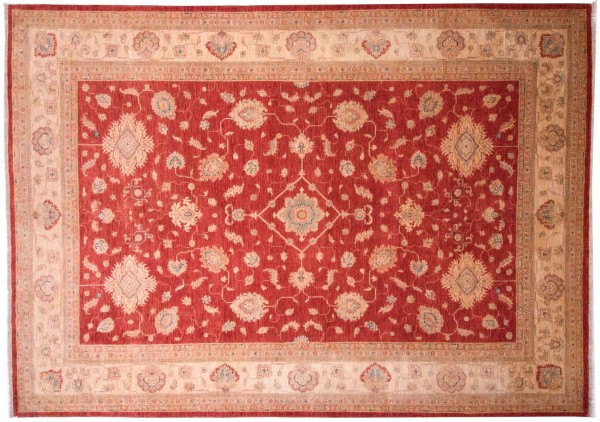 Afghan Chobi Ziegler Fein 349x241 Handgeknüpft Teppich 240x350 Beige Blumenmuster