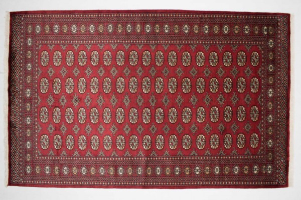 Pakistan Buchara 247x157 Handgeknüpft Teppich 160x250 Rot Orientalisch Kurzflor Orient