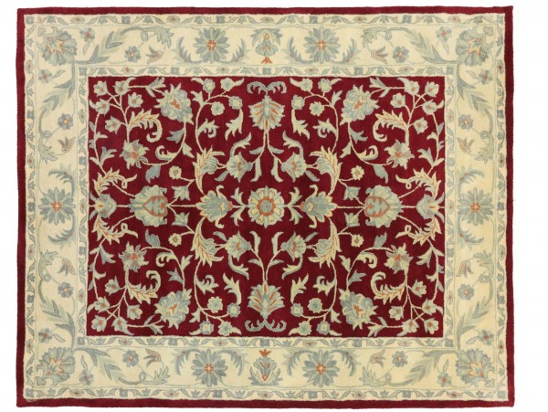 Handgefertigter Teppich 300x240 Handgetuftet Handarbeit 240x300 Rot Blumenmuster
