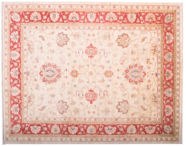 Afghan Chobi Ziegler Fein 197x155 Handgeknüpft Teppich 160x200 Beige Blumenmuster