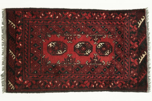 Afghan Andkhoi Aqcha 100x50 Handgeknüpft Teppich 50x100 Rot Geometrisch Muster Kurzflor
