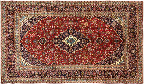Perser Keshan 375x240 Handgeknüpft Orientteppich 240x380 Rot Spiegelmuster Wolle