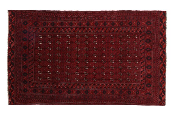 Afghan Mauri 274x194 Handgeknüpft Teppich 190x270 Rot Geometrisch Kurzflor Orient Rug