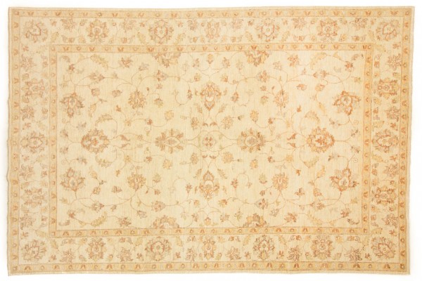 Afghan Chobi Ziegler 294x195 Handgeknüpft Teppich 200x290 Beige Orientalisch Kurzflor