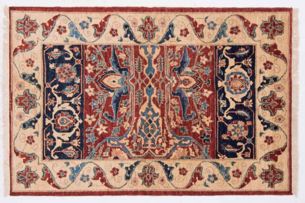Afghan Chobi Ziegler 160x105 Handgeknüpft Teppich 110x160 Rot Orientalisch Kurzflor