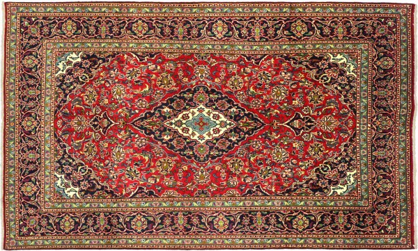 Perser Teppich 290x194 Handgeknüpft Orientteppich 190x290 Rot Medaillon Wolle Kurzflor