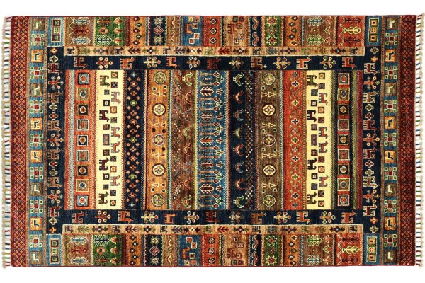 Afghan Ziegler Khorjin Nomaden 183x124 Handgeknüpft Orientteppich 120x180 Blau