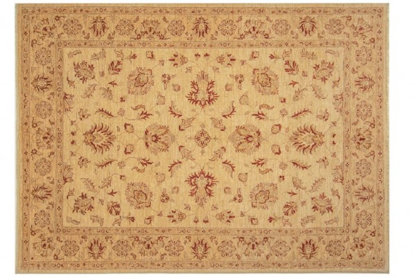 Afghan Chobi Ziegler 238x175 Handgeknüpft Teppich 180x240 Beige Orientalisch Kurzflor
