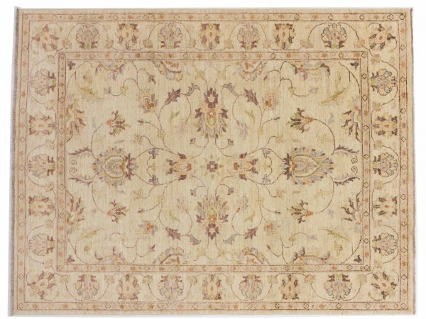 Afghan Chobi Ziegler 199x153 Handgeknüpft Teppich 150x200 Beige Orientalisch Kurzflor