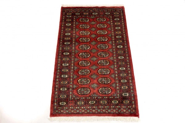 Pakistan Buchara 152x93 Handgeknüpft Teppich 90x150 Beige Geometrisch Muster Kurzflor