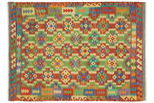 Afghan Maimana Kelim Bunt 187x152 Handgewebt Teppich 150x190 Bunt Geometrisch Orient