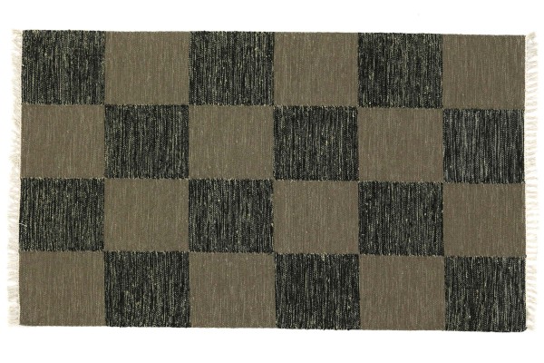 Kelim 180x120 Handgewebt Teppich 120x180 Schwarz Kariert Handarbeit Orient Zimmer