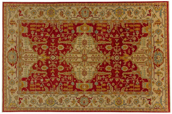Afghan Chobi Ziegler 284x190 Handgeknüpft Teppich 190x280 Rot Orientalisch Kurzflor