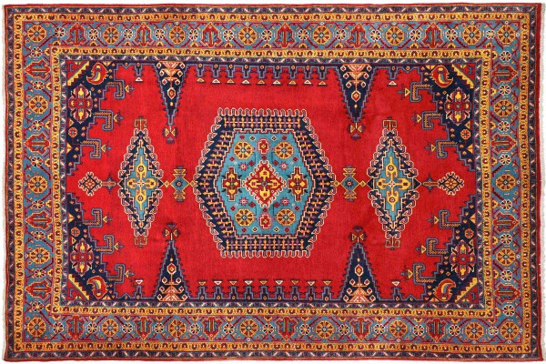 Perser Teppich 318x240 Handgeknüpft Orientteppich 240x320 Rot Medaillon Wolle Kurzflor