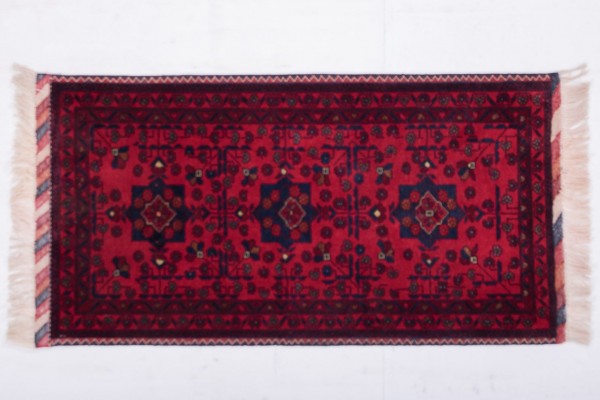 Afghan Belgique Khal Mohammadi 100x50 Handgeknüpft Teppich 50x100 Rot Geometrisch