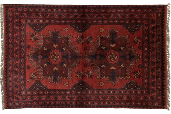 Afghan Khal Mohammadi 121x77 Handgeknüpft Teppich 80x120 Braun Geometrisch Muster