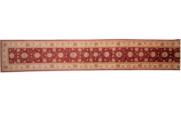 Afghan Chobi Ziegler 473x78 Handgeknüpft Teppich 80x470 Läufer Rot Orientalisch