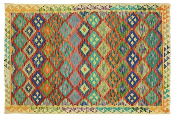 Afghan Maimana Kelim Bunt 200x152 Handgewebt Teppich 150x200 Bunt Geometrisch Orient