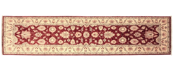 Afghan Chobi Ziegler 303x81 Handgeknüpft Teppich 80x300 Läufer Rot Orientalisch