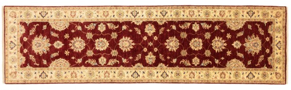 Afghan Chobi Ziegler 301x84 Handgeknüpft Teppich 80x300 Läufer Rot Blumenmuster