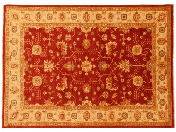 Afghan Chobi Ziegler 232x168 Handgeknüpft Teppich 170x230 Rot Blumenmuster Kurzflor