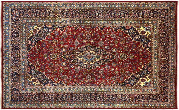 Perser Teppich 360x245 Handgeknüpft Orientteppich 250x360 Rot Medaillon Wolle Kurzflor