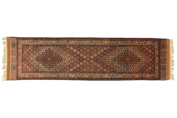 Afghan Mauri Kabul 280x84 Handgeknüpft Teppich 80x280 Läufer Rot Geometrisch Kurzflor