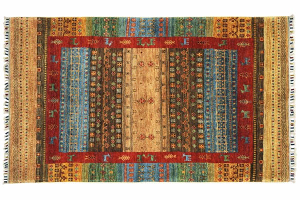 Afghan Ziegler Khorjin Nomaden 192x129 Handgeknüpft Orientteppich 130x190 Beige