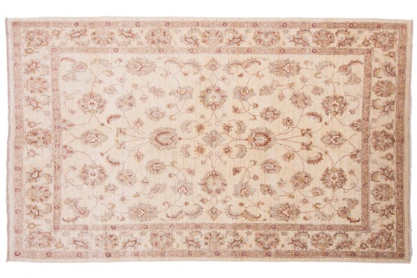 Afghan Chobi Ziegler 228x141 Handgeknüpft Teppich 140x230 Beige Orientalisch Kurzflor