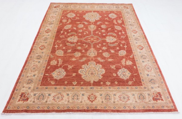 Afghan Chobi Ziegler Fein 194x148 Handgeknüpft Teppich 150x190 Rot Blumenmuster