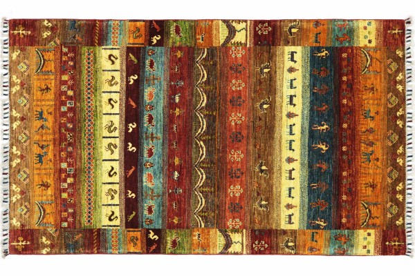 Afghan Ziegler Khorjin Nomaden 186x127 Handgeknüpft Orientteppich 130x190 Beige