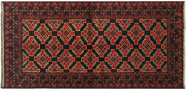 Afghan Belutsch Baluch 188x100 Handgeknüpft Orientteppich 100x190 Schwarz