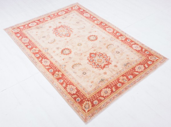 Afghan Chobi Ziegler Fein 166x125 Handgeknüpft Teppich 130x170 Beige Blumenmuster