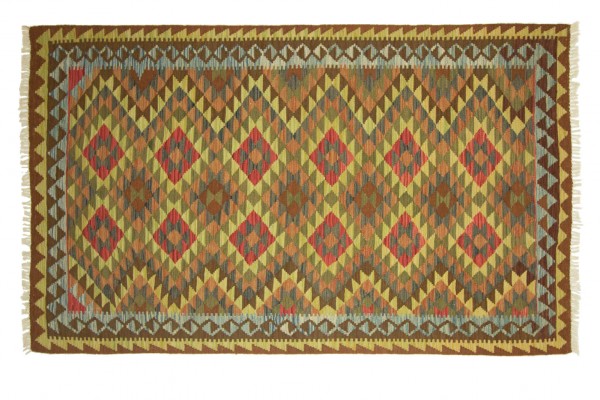 Afghan Maimana Kelim Bunt 251x154 Handgewebt Teppich 150x250 Mehrfarbig Geometrisch