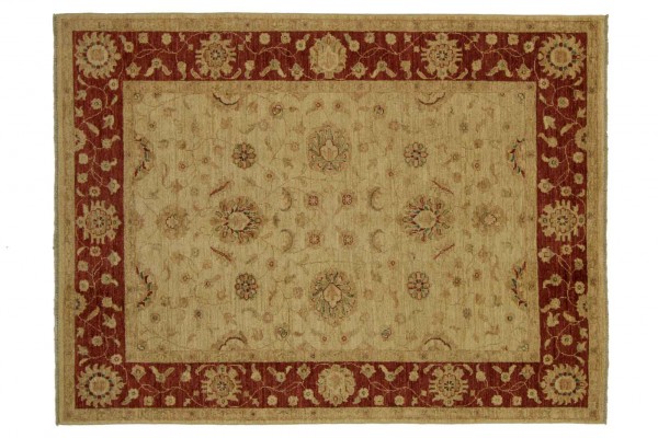 Afghan Chobi Ziegler 198x151 Handgeknüpft Teppich 150x200 Beige Blumenmuster Kurzflor