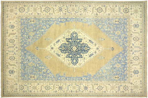 Afghan Chobi Ziegler Fein 360x274 Handgeknüpft Orientteppich 270x360 Beige Geometrisch