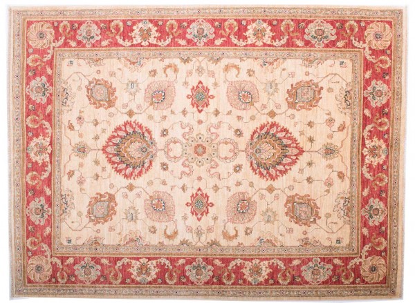 Afghan Chobi Ziegler Fein 199x150 Handgeknüpft Teppich 150x200 Beige Blumenmuster