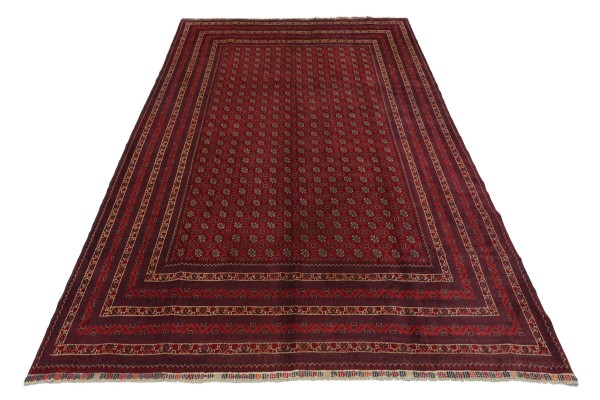 Afghan Mauri 290x198 Handgeknüpft Teppich 200x290 Rot Geometrisch Kurzflor Orient Rug