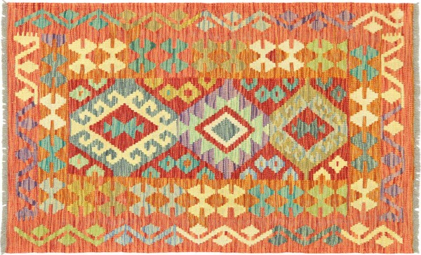 Afghan Maimana Kelim Bunt 119x83 Handgewebt Teppich 80x120 Bunt Geometrisch Orient