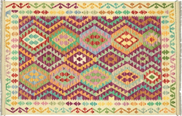Afghan Maimana Kelim Bunt 182x133 Handgewebt Teppich 130x180 Bunt Geometrisch Orient