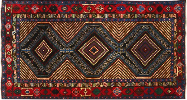 Afghan Belutsch Baluch 195x114 Handgeknüpft Orientteppich 110x200 Beige Geometrisch