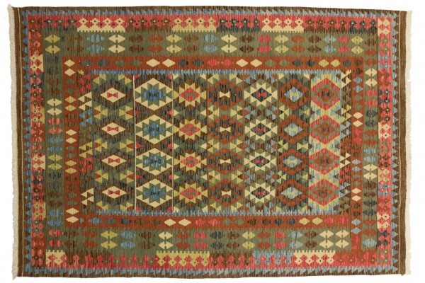 Afghan Maimana Kelim Bunt 303x212 Handgewebt Teppich 210x300 Mehrfarbig Geometrisch